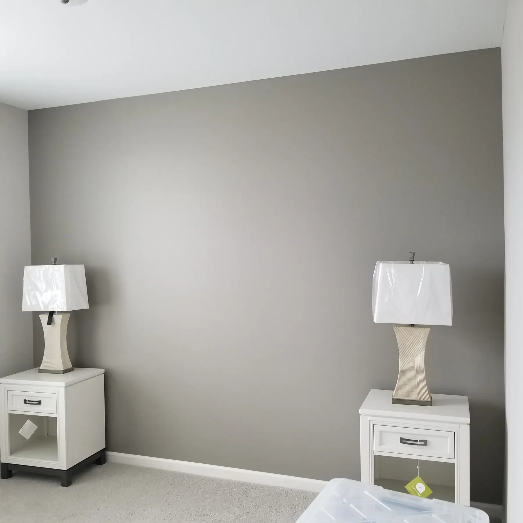 Painted bedroom walls and ceiling